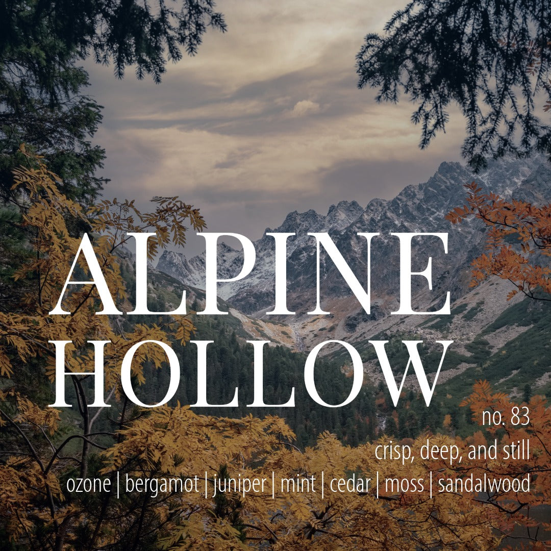 No. 83 – Alpine Hollow Room & Linen Spray: mountain air, moss, and bergamot