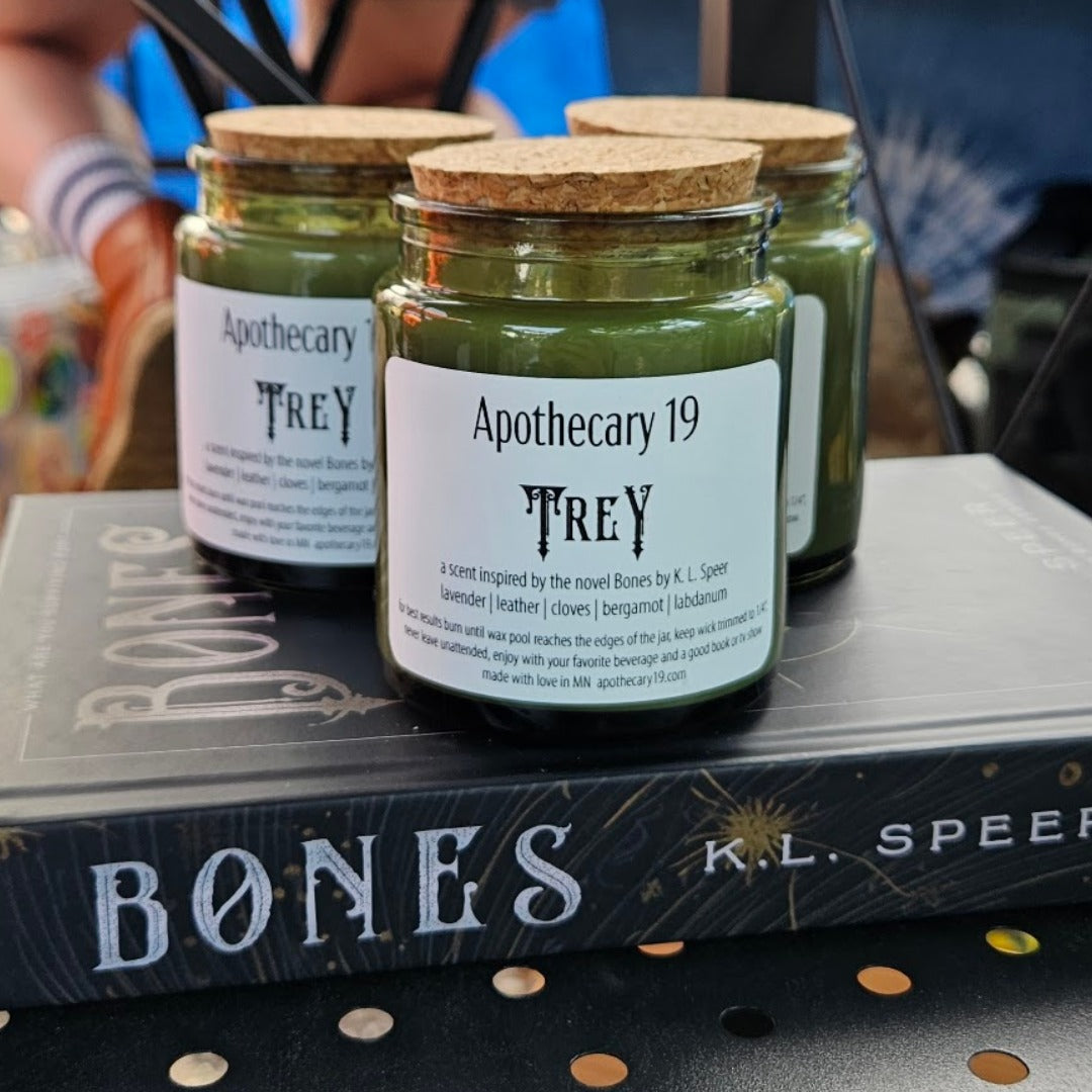 Trey - a candle inspired by Bones a novel by K.L. Speer