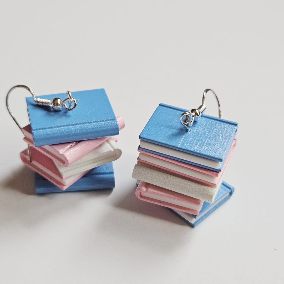 Trans Pride Flag Book Stack Earrings