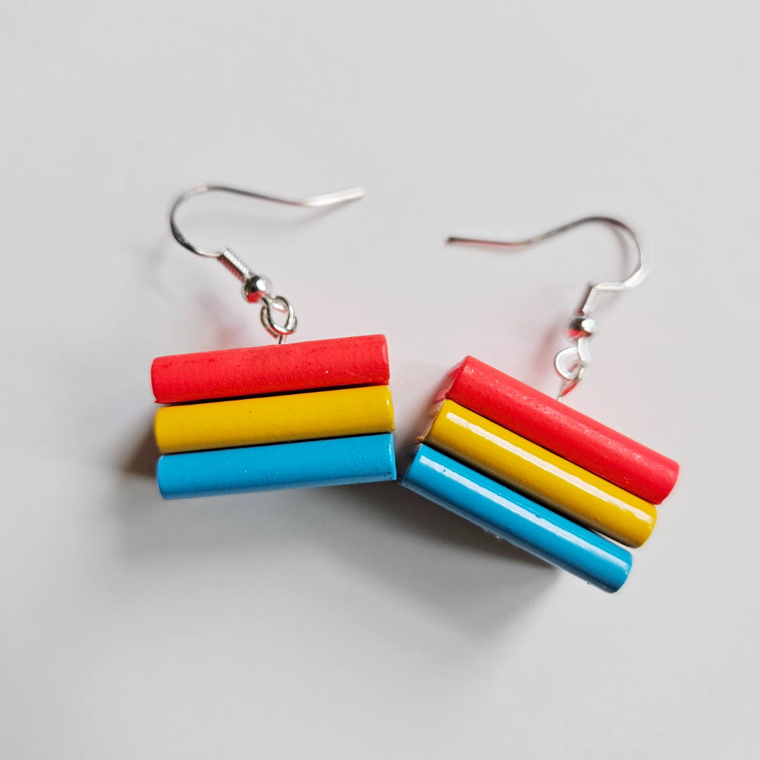 Pansexual Pride Flag Book Stack Earrings