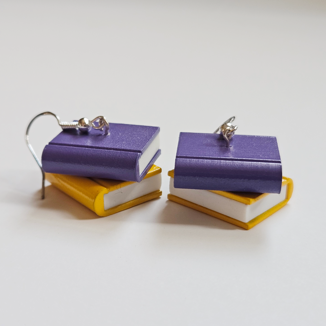 Intersex Pride Flag Book Stack Earrings