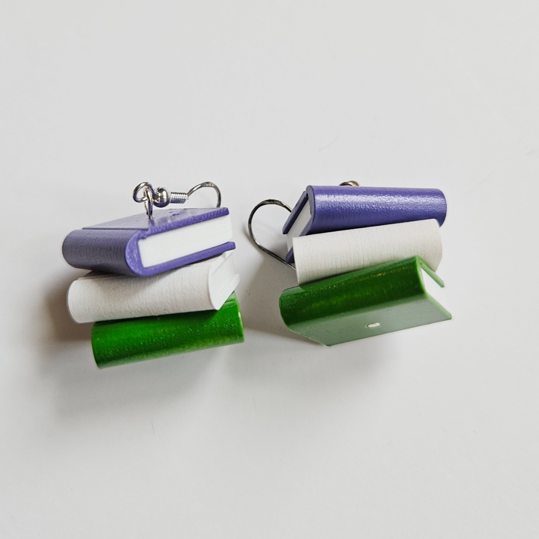 Genderqueer Pride Flag Book Stack Earrings
