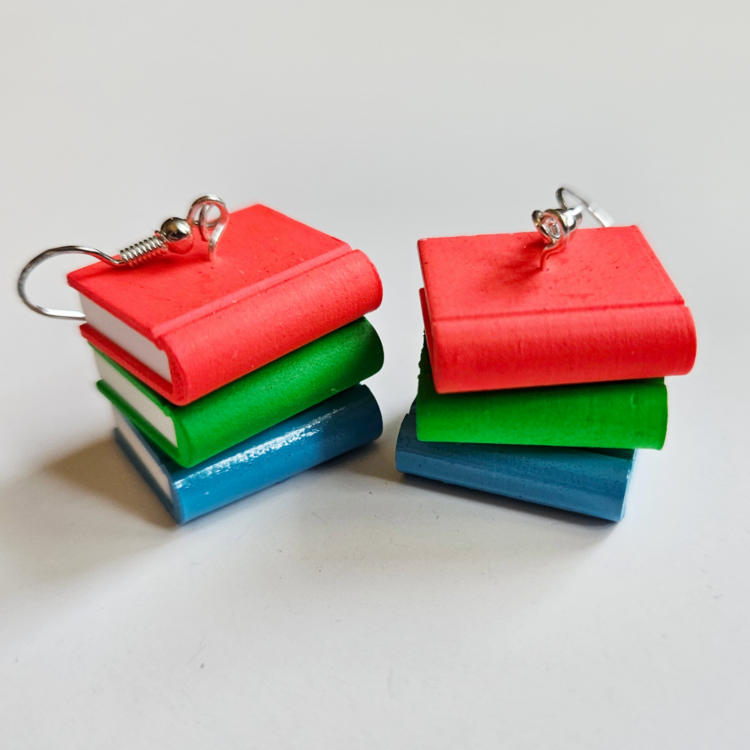 Polysexual Pride Flag Book Stack Earrings