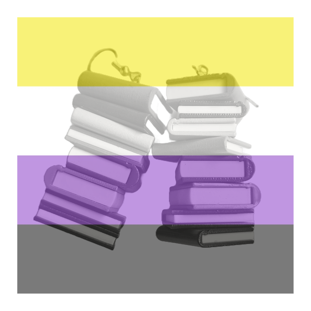 Nonbinary Flag Book Stack Earrings