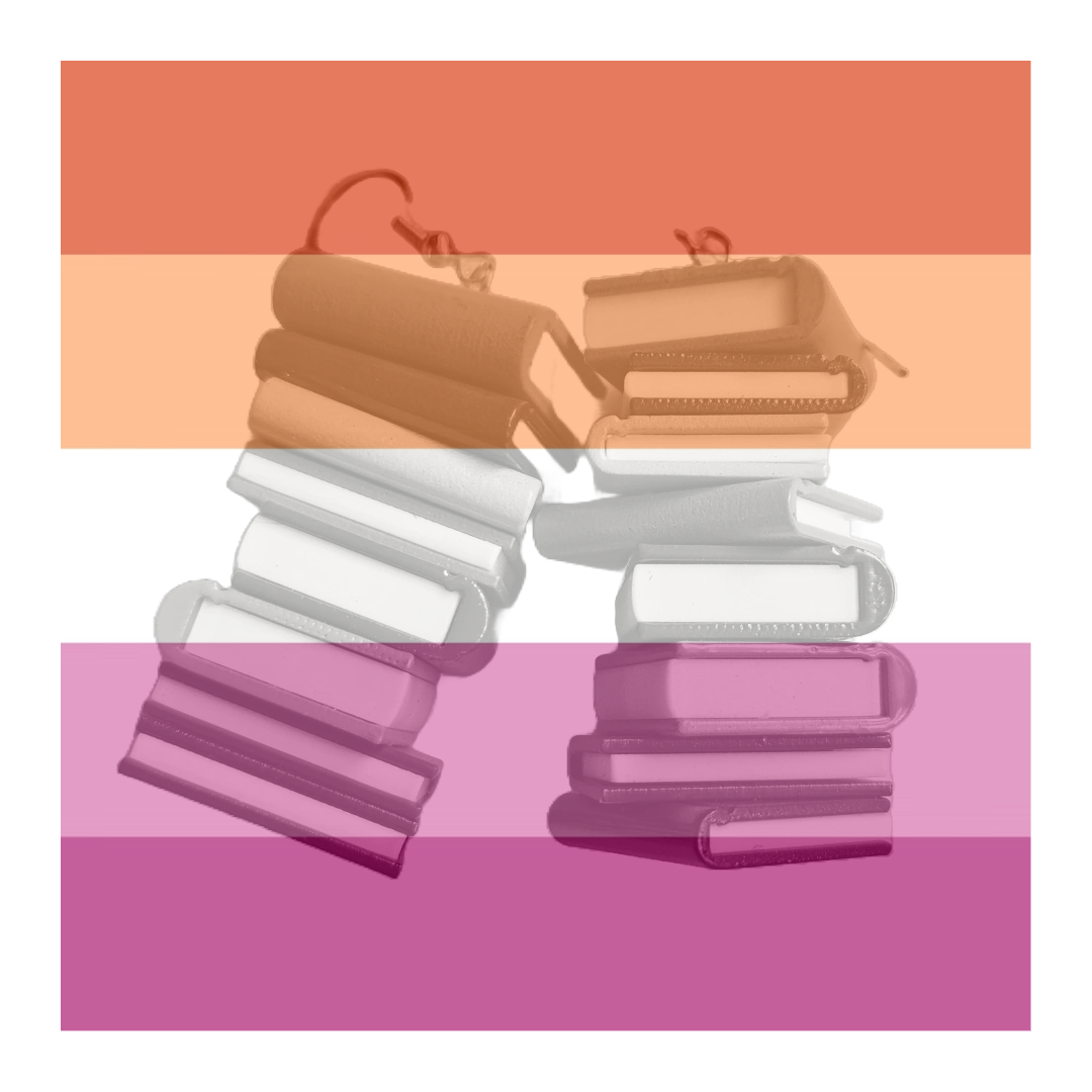 Lesbian Flag Book Stack Earrings